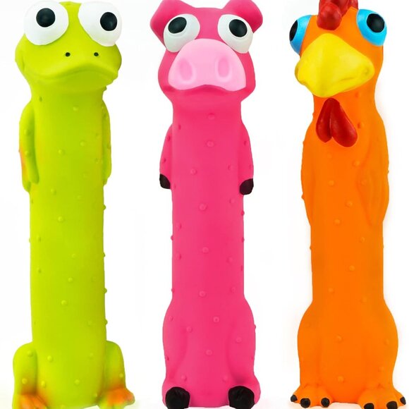 3 Pack 9" Squeaky Latex Dog Toys Standing Stick Animal Puppy Fetch Interactive P - Picture 2 of 10